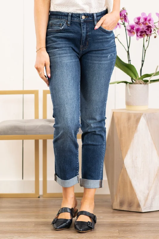 high-rise flare jeansPoison Rolled Up High Rise Boyfriend