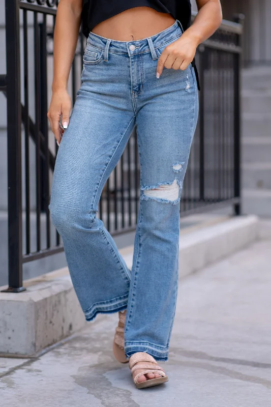 denim leggings jeansVintage Vibes Mid Rise Distressed Released Hem Boot Cut Regular & Plus Sizes