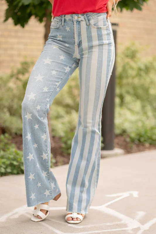 luxury denim jeansMiss America Flag High Rise Flag Print Flare Regular & Plus Sizes