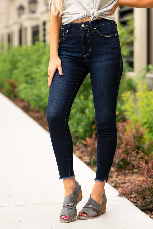 cropped flare jeansGiselle High Rise Split Hem Skinny