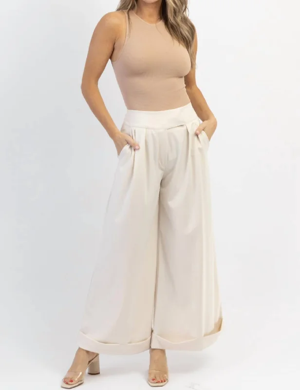 women’s pants for tall womenArt Collector Wide Leg Trouser In Beige