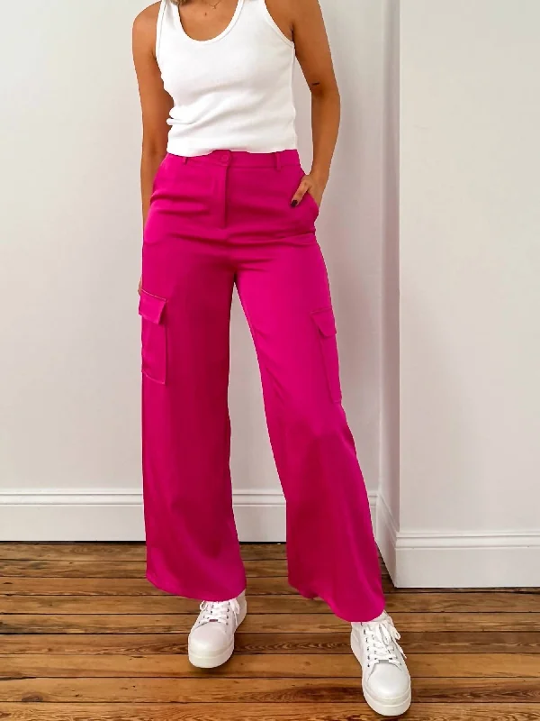 women’s pants for outdoor activitiesAtsuko Cargo Pant In Fuchsia