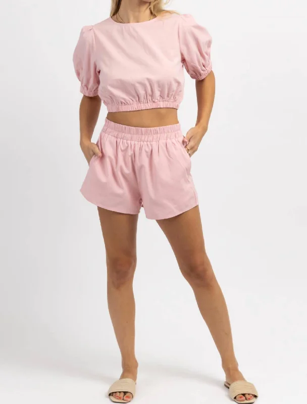 smart casual women's shortsBarcelona Linen Short Set In Pink