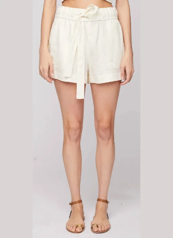 comfortable denim shortsBarrett Tie Waist Linen Shorts In Natural