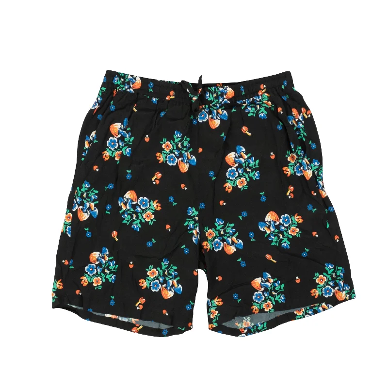 women's sweat shortsBlack Rayon Multicolored Design Shorts