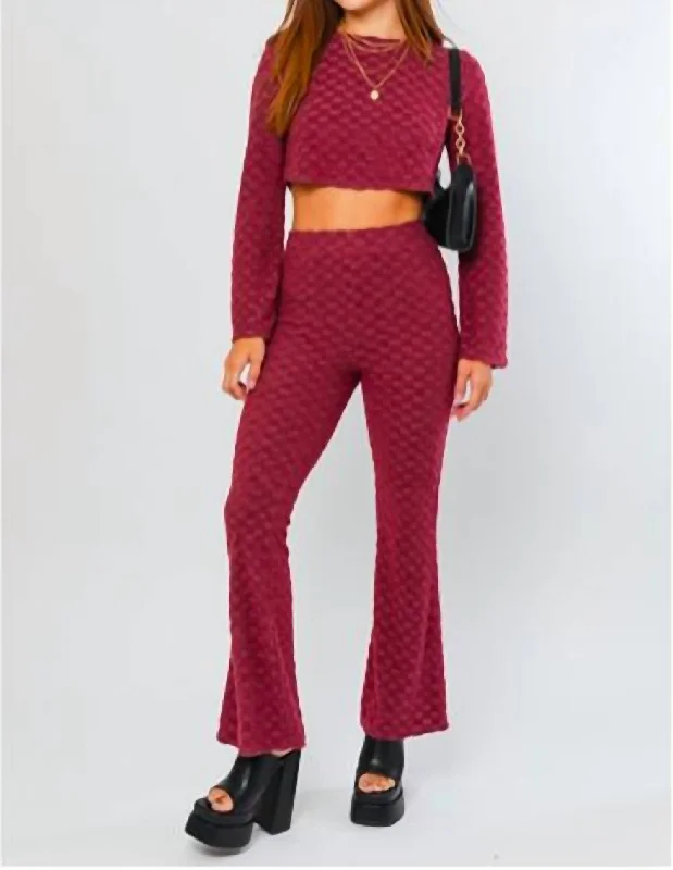 women’s formal wear pantsCheckered Pants In Burgundy