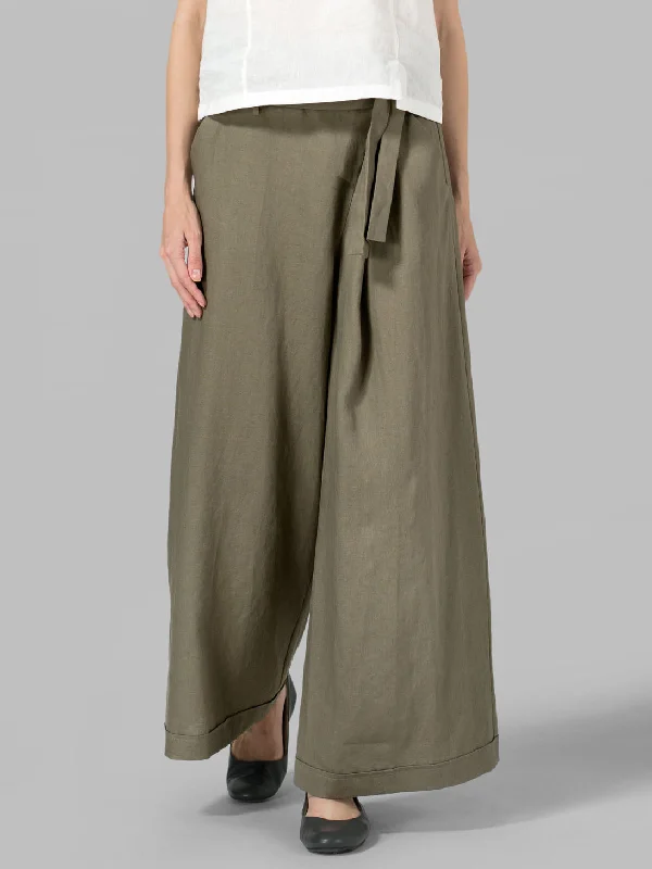 women’s pants for travelCotton Linen Wide Leg Long Pants