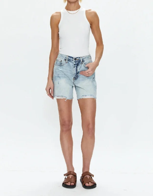 designer women's shortsDevin High Rise Mom Cut Off - St Tropez In Blue