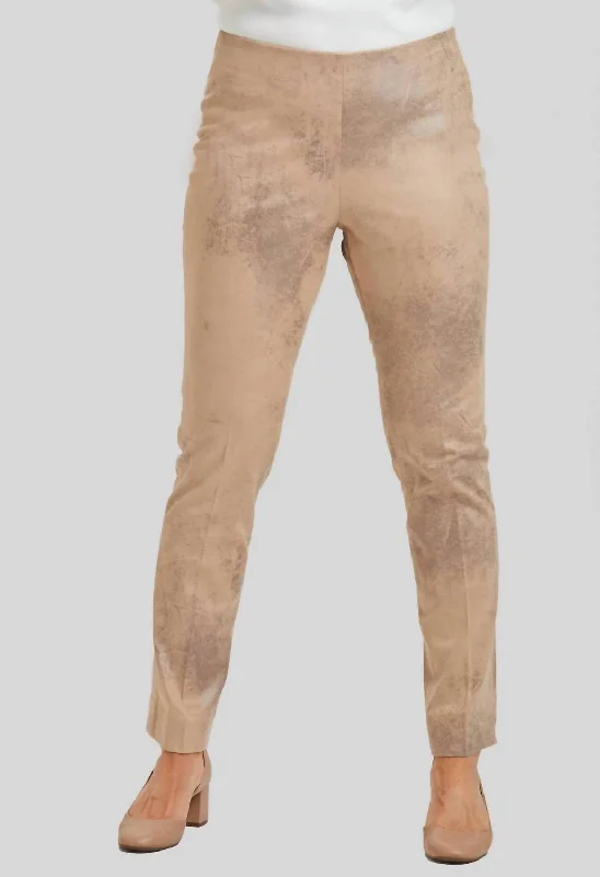 best fitting women's pantsDistressed Faux Leather Annie Pull On Pant In Camel