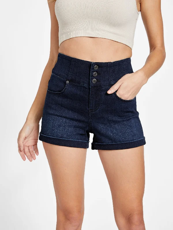 loose fit women's shortsEco Milan Denim Corset Shorts