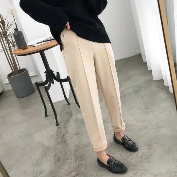 women’s pants for outdoor activitiesElastic Waist Women Pencil Pants Plus Size Office Ladies Long Pants Elegant Women Trousers