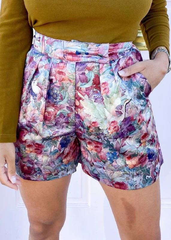 vibrant women's shortsElisa Garden Shorts In Purple Multi