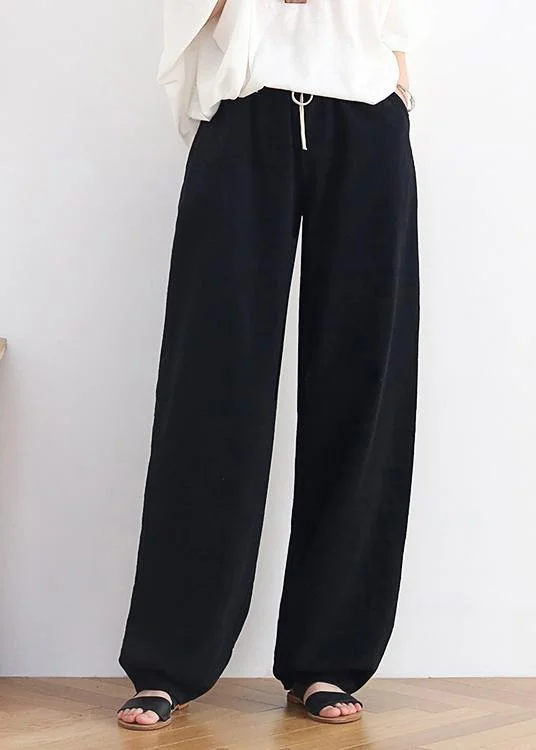 seamless women’s pantsFashion Elastic Waist Wide Leg Pants Black