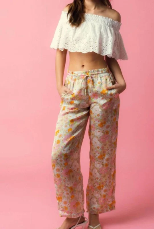 women's pants for petiteFloral Silky Pants In Multi