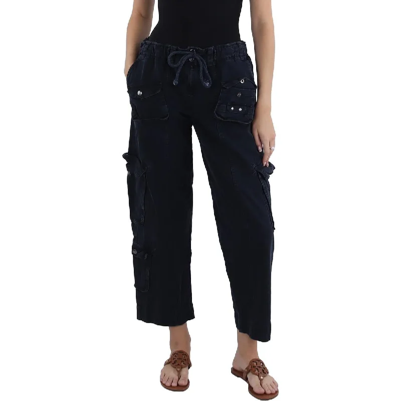 women’s linen pantsFree People Womens Tahiti Drawstring Pull On Cargo Pants