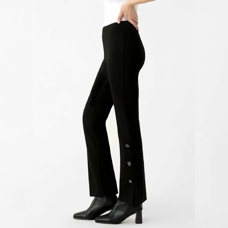 trendy women's pantsHollywood Mini-Flare Pant W/button Detail In Black