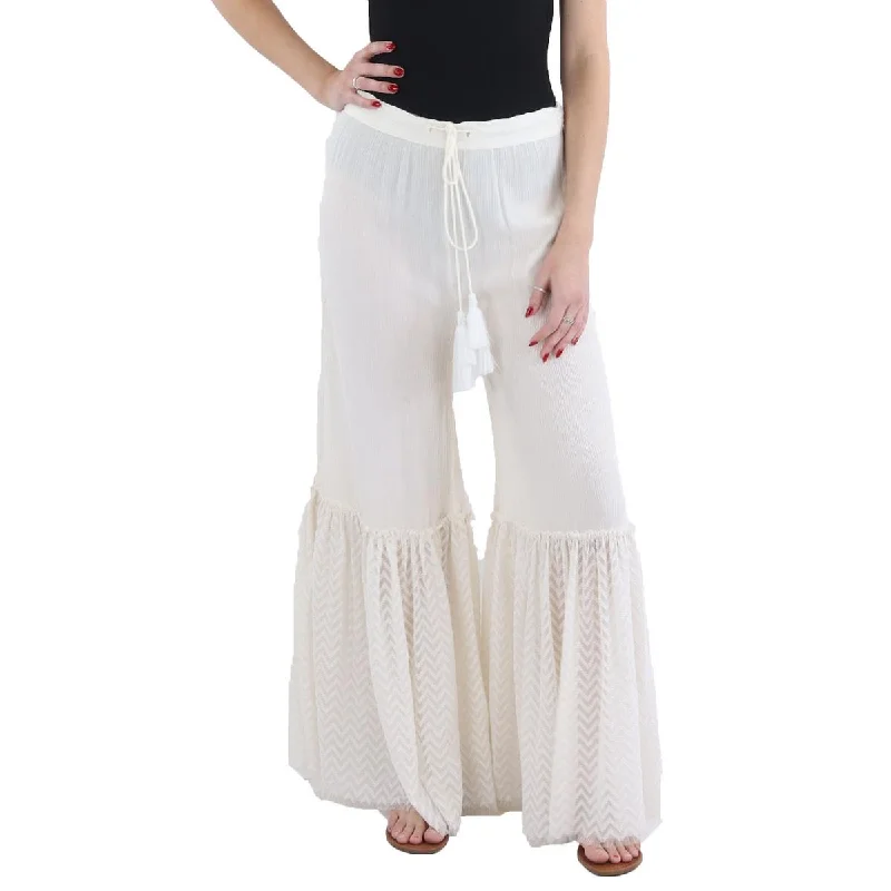 luxury women’s pantsLa Moda Womens Sheer Pull On Flared Pants