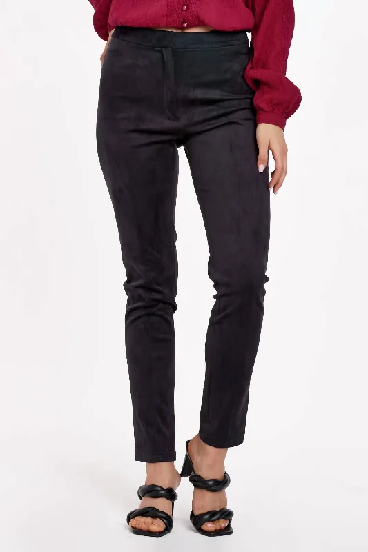 women’s chinosLenon High Rise Slim Straight Pants In Black Suede