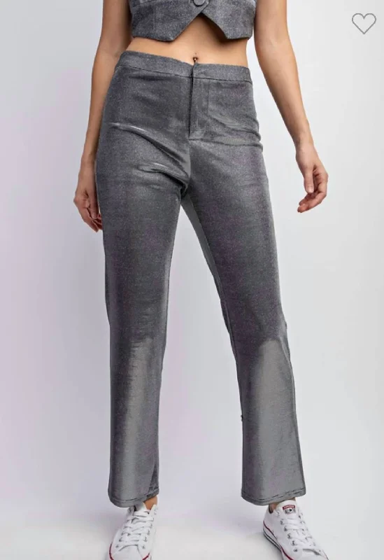 women’s dress pantsMetallic Knit Pants In Silver