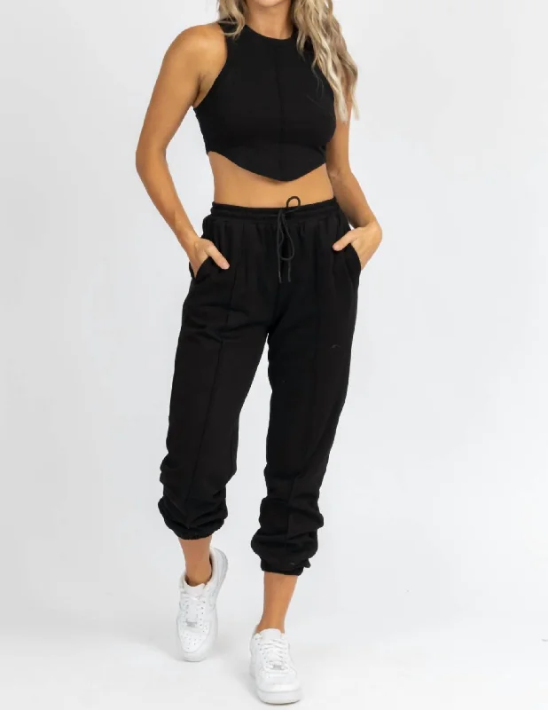 women’s formal pantsOutseam French Terry Jogger Set In Black