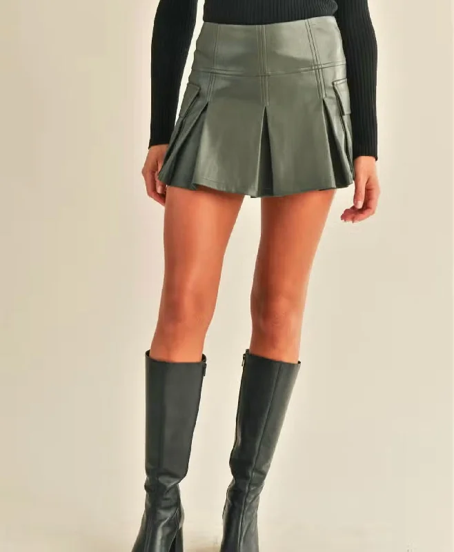 women's bike shortsPleated Cargo Skort In Olive