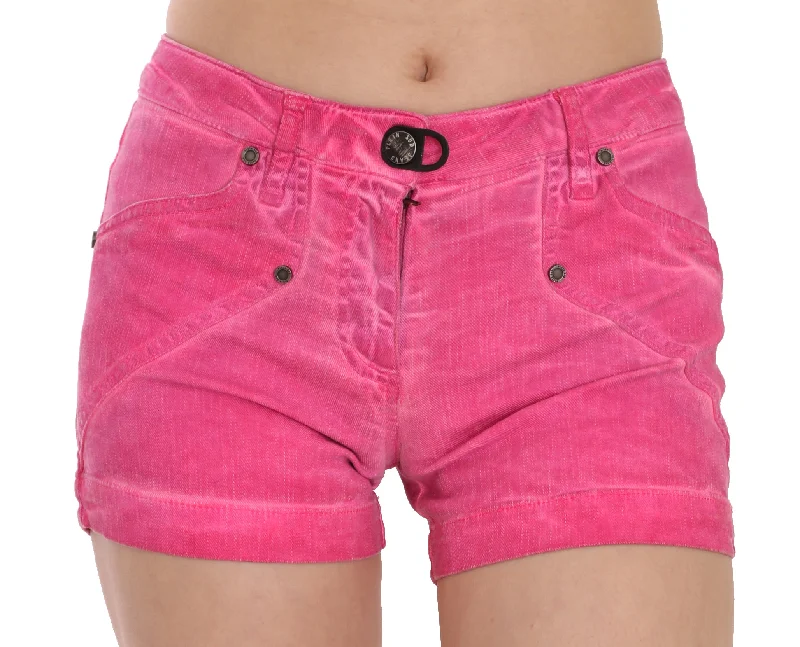 women's velvet shortsPLEIN SUD  Mid Waist Cotton blue Mini Women's Shorts