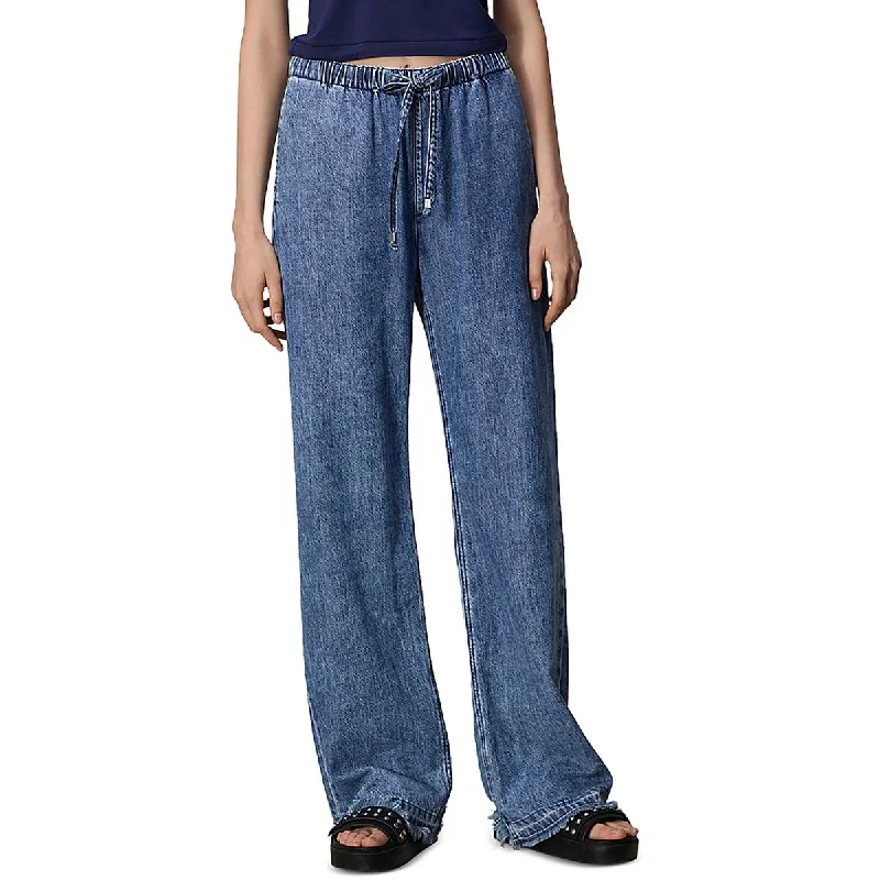 women’s linen pantsRag & Bone Womens High Rise Drawstring Hem Wide Leg Pants