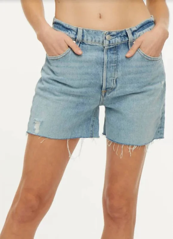 women's oversized shortsRaw Hem Denim Short In Blue