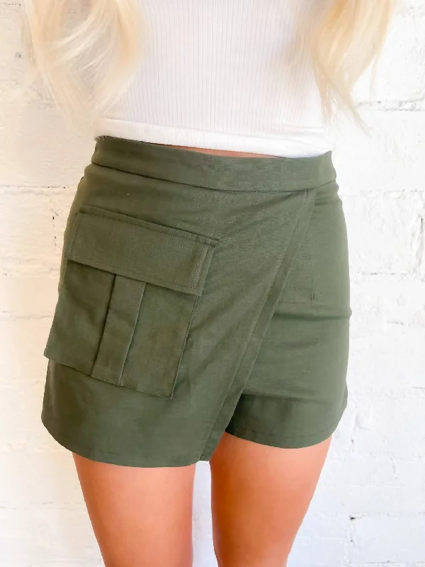 floral women's shortsRide The Wave Asymmetrical Shorts In Olive