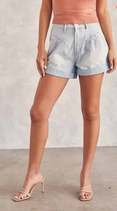 chic women's shortsRolled Denim Short In Blue