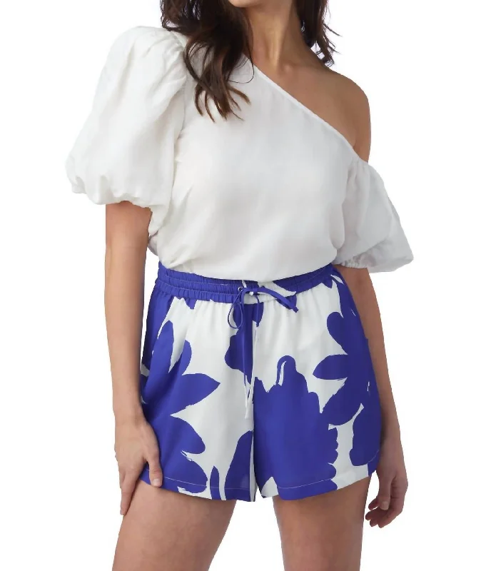 women's yoga denim shortsSarah Short In Aegean Bloom