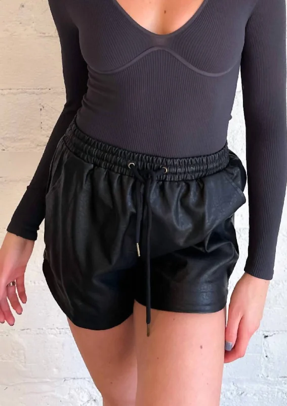 high-waisted women's shortsSeasons Change Faux Leather Shorts In Black