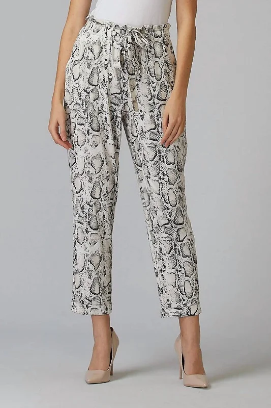 women’s pants with belt loopsSnakeskin Print Pants In Black