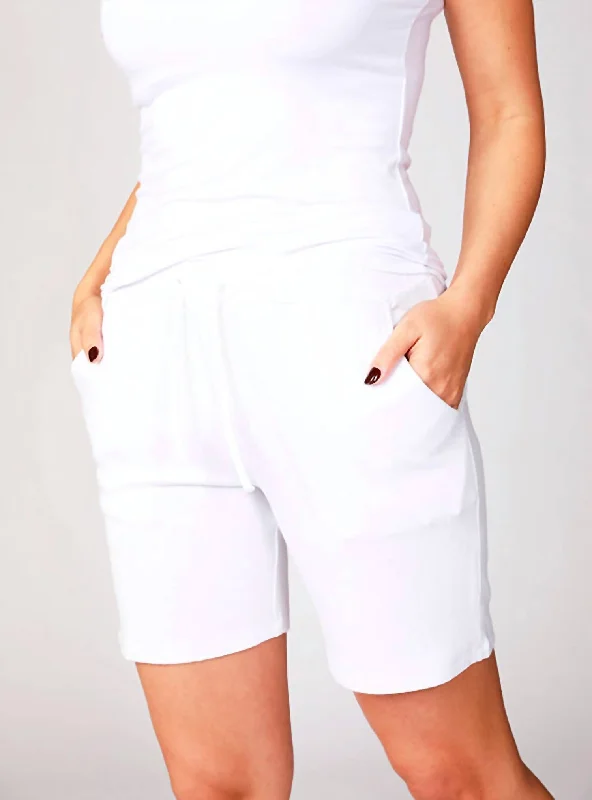 stylish women's shortsTie Wiast Short In White