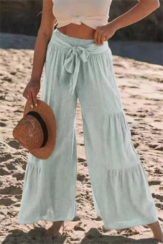 lightweight women’s pantsTiered Wide Leg Pants In Sky Blue