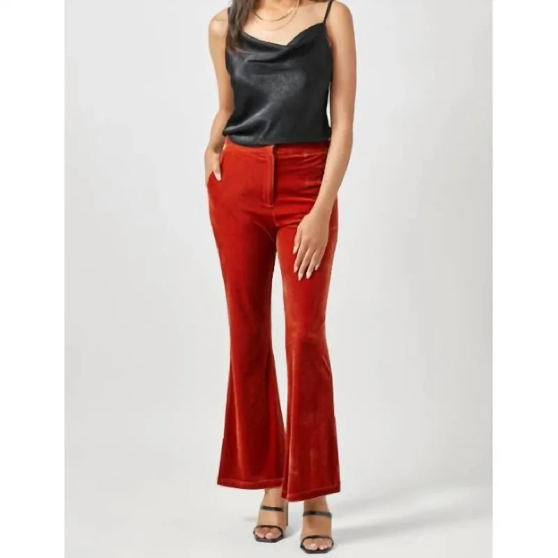 women’s pleated pantsVelvet Flare Trousers In Sunset (Orange)