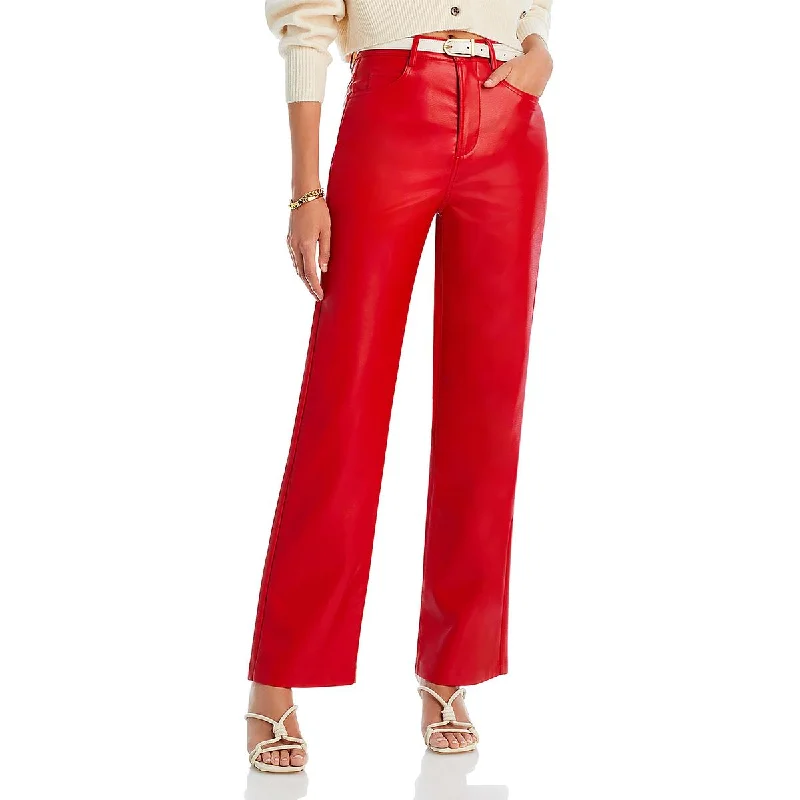 classic women’s pantsWAYF Womens Faux Leather Solid Straight Leg Pants