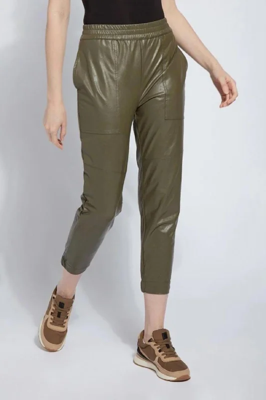 luxury women’s pantsWomen's Brisk Leather Jogger In Green Ivy