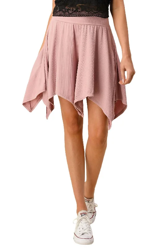 women's oversized shortsWomen's Flowy Asymmetrical Shorts In Mauve